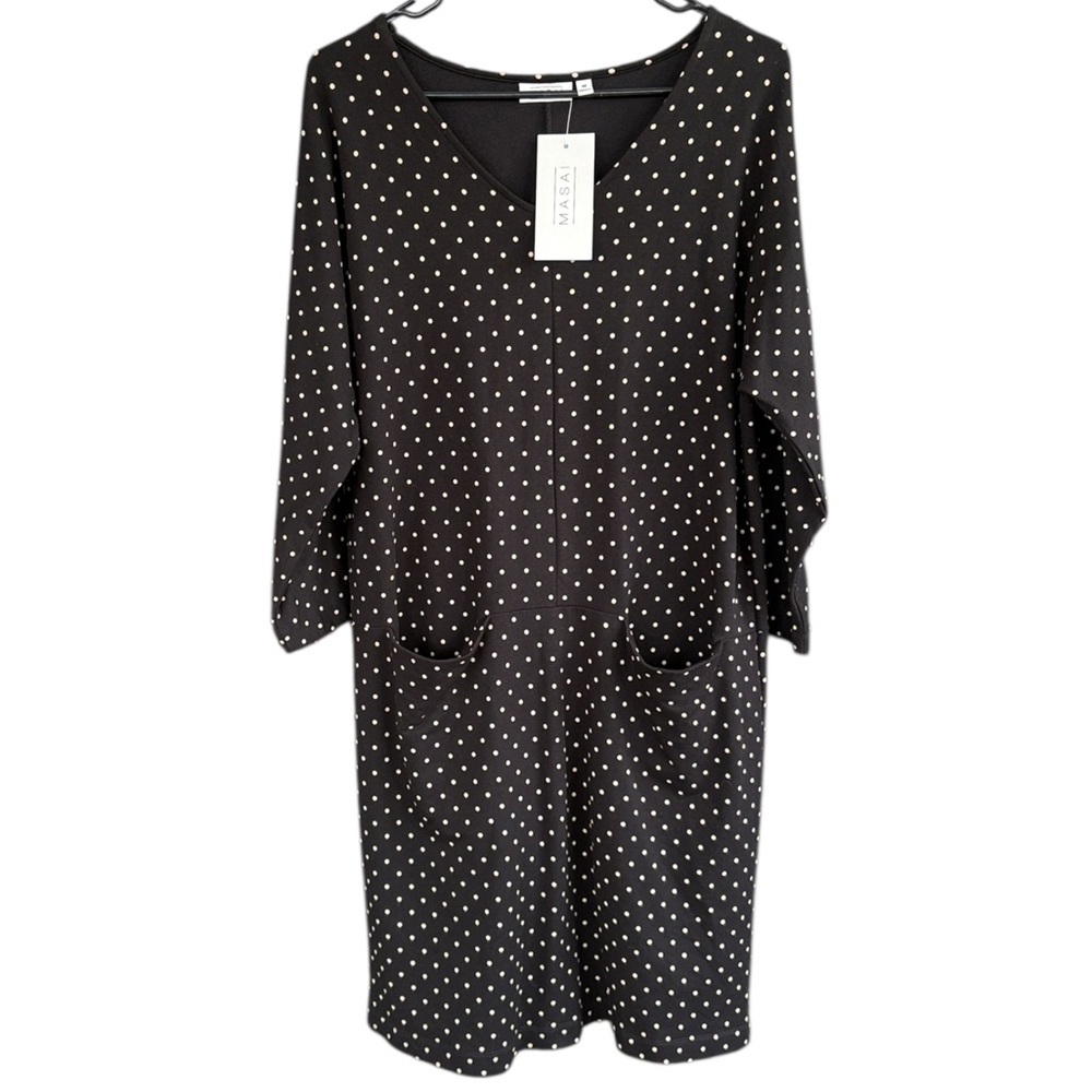NWT MASAI Copenhagen Gizina Dress Black Polka Dot Size Medium